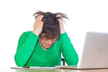 Stressed Young Woman at Workの写真素材
