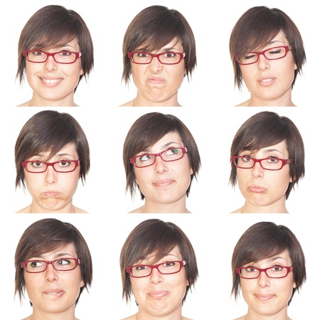 Beautiful Young Woman Collection of Expressionsの写真素材
