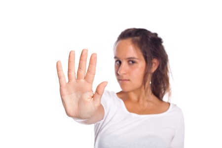 Young girl Showing Open Handの写真素材