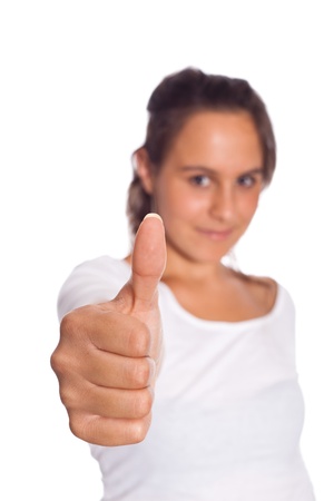 Young Girl with Thumb Upの写真素材