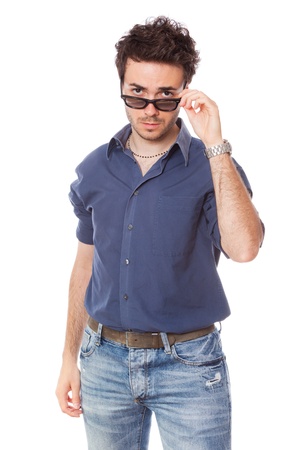 Smiling Young Man with Sunglassesの写真素材