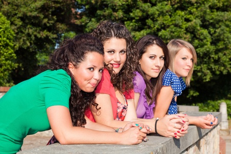 Group of Teenage Girls at Parkの写真素材