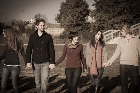 Group of Young College Students at Parkの写真素材