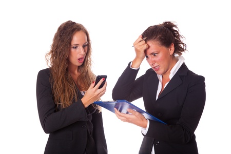 Two Stressed Business Womenの写真素材