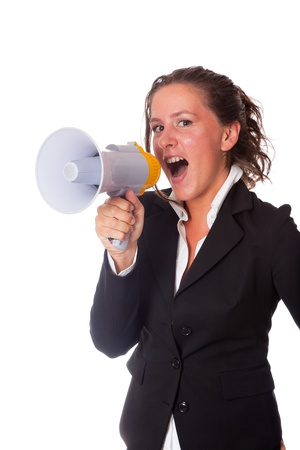 Business Woman Talking Through Megaphoneの写真素材