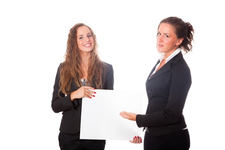 Business Women Holding Blank Boardの写真素材