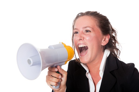 Business Woman Talking Through Megaphoneの写真素材