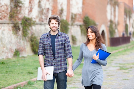 Young Couple at Collegeの写真素材