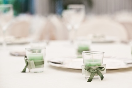 elegant decoration of table in a restaurantの写真素材