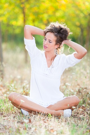 Young Woman in Relax Outsideの写真素材