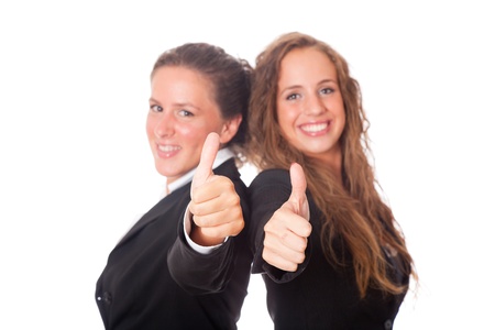Two Business Women with Thumbs Upの写真素材