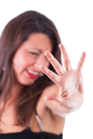 Woman Showing Open Hand, Stop Signの写真素材