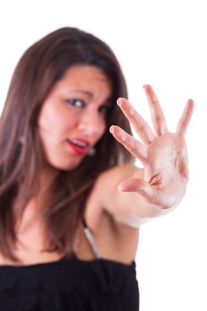 Woman Showing Open Hand, Stop Signの写真素材