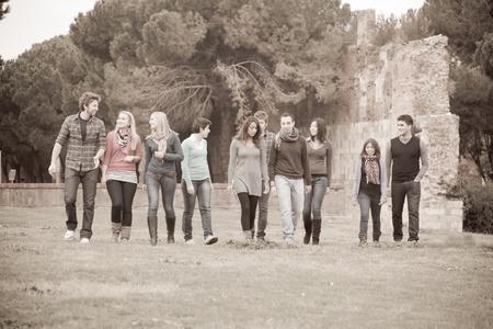 Multicultural Group of People Walking Togetherの写真素材