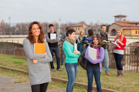 Multicultural College Students at Parkの写真素材