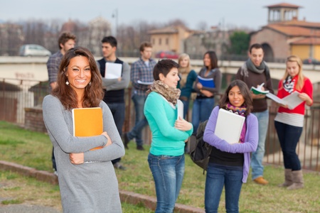 Multicultural College Students at Parkの写真素材