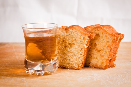 Cake Slices and Dessert Wine Glassの写真素材