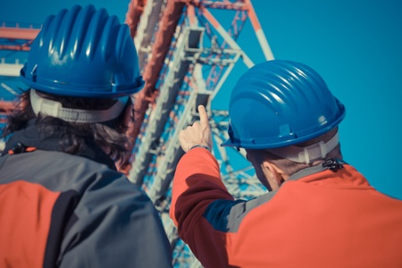 Two Engineers in a Construction Siteの写真素材