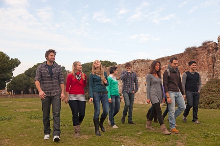 Multicultural Group of People Walking Together