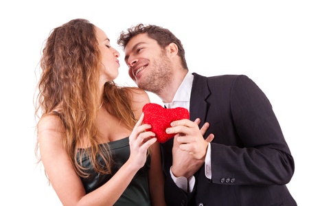 Couple Holding an Heart, symbol of Love, on Valentine's Dayの写真素材