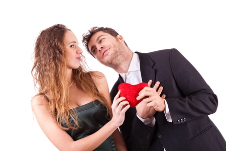 Couple Holding an Heart, symbol of Love, on Valentine's Dayの写真素材