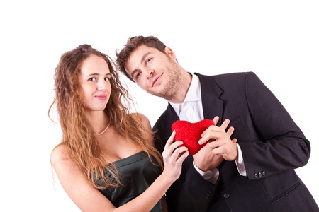 Couple Holding an Heart, symbol of Love, on Valentine's Dayの写真素材