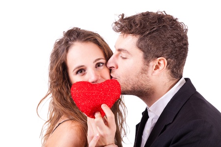 Couple Holding an Heart, symbol of Love, on Valentine's Dayの写真素材