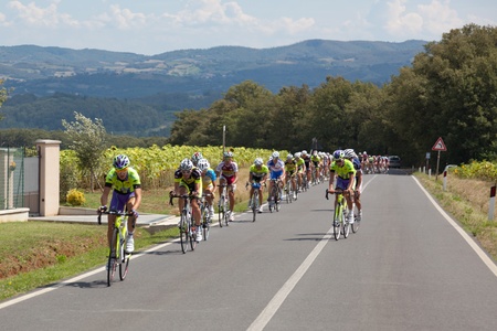 LIPPIANO, PERUGIA, ITALY - JULY 30: Various Cyclists during the 42th "Trofeo Tosco Umbro" on July 30, 2011 in Lippiano, Perugia, Italyのeditorial素材