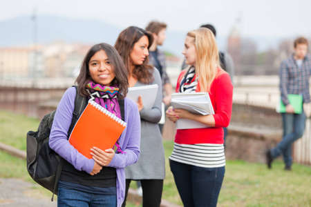 Multicultural College Students at Parkの写真素材