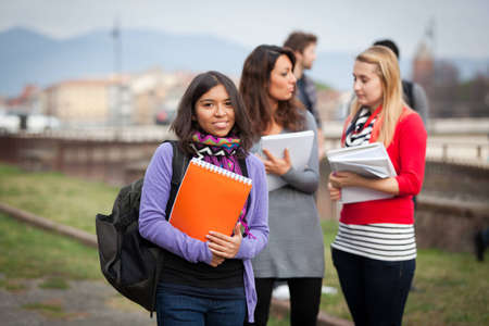 Multicultural College Students at Parkの写真素材