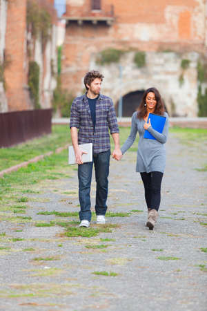 Young Couple at Collegeの写真素材