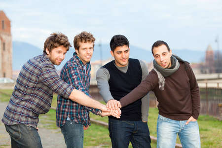 Happy Group of Boys Outsideの写真素材