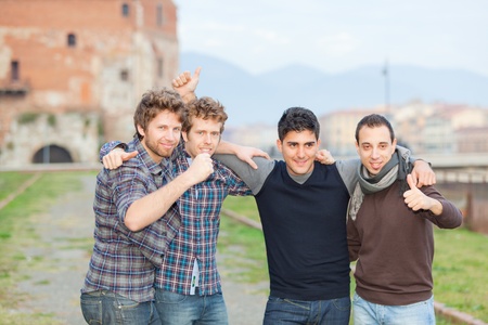 Happy Group of Boys Outsideの写真素材