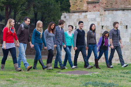 Multicultural Group of People Walking Togetherの写真素材