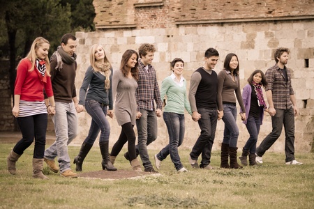 Multicultural Group of People Walking Togetherの写真素材