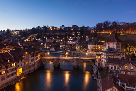 Night View of Bern and Aare Riverのeditorial素材