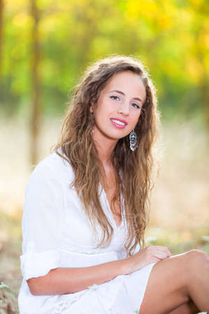 Young Woman in Relax Outsideの写真素材