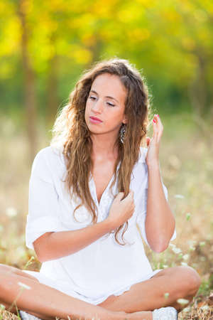 Young Woman in Relax Outsideの写真素材