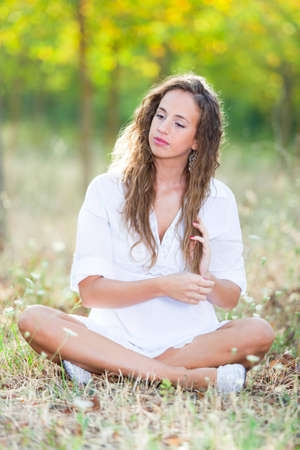 Young Woman in Relax Outsideの写真素材