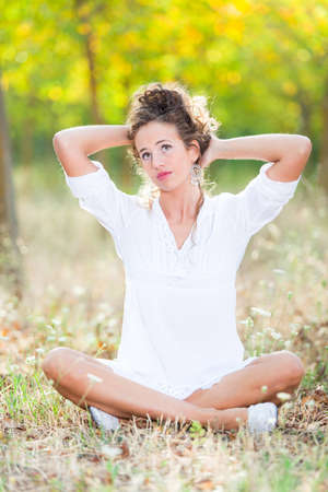 Young Woman in Relax Outsideの写真素材