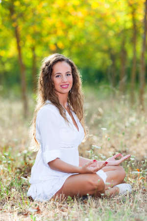 Beautiful Girl Doing Yoga Exercisesの写真素材