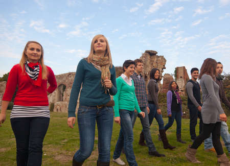 Multicultural Group of People Walking Togetherの写真素材