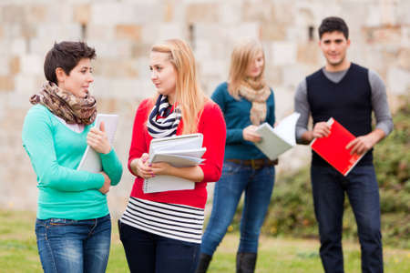 Multicultural College Students at Parkの写真素材