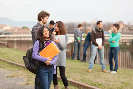 Multicultural College Students at Parkの写真素材