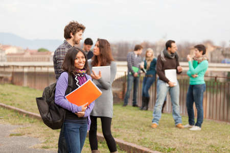 Multicultural College Students at Parkの写真素材