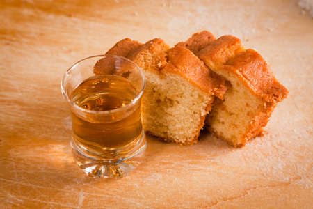 Cake Slices and Dessert Wine Glassの写真素材