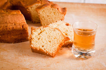 Cake Slices and Dessert Wine Glassの写真素材