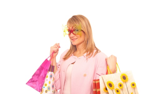 Beautiful Girl with Shopping Bagsの写真素材