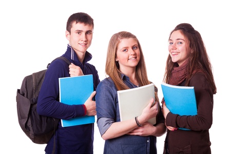 Happy Teenage Students on Whiteの写真素材
