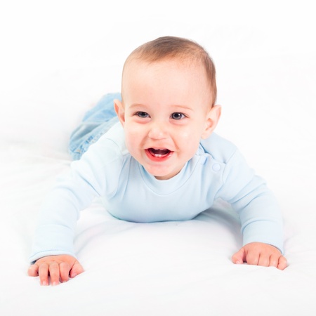 Little Child on the Bedの写真素材